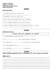 English worksheet: activity