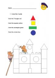 English Worksheet: shapes and colours