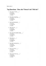 English worksheet: Tag questions