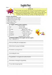 English Worksheet: Present Continuous Test