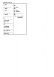 English worksheet: numbers