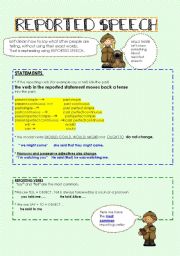 English Worksheet: REPORTED SPEECH THEORY AND PRACTICE