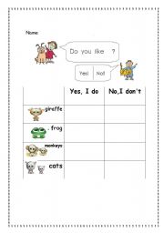 English worksheet: do you like?