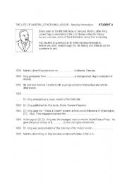English Worksheet: The Life History of Martin Luther King Jr. + Song 