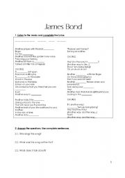 James Bond worksheet