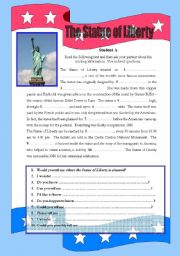 The Statue of Liberty - Revision of indirect questions - Student A & B set