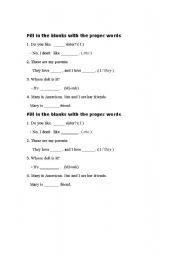 English Worksheet: pronouns