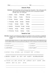 English Worksheet: Days of the Week 