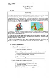 English Worksheet: The Vikings