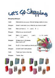 English Worksheet: A) Going Shopping Dialogue (Shopping with Comparatives)