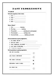 English worksheet: past progressive