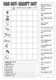 English Worksheet: HAS GOT/HASNT GOT ANIMALS (3)