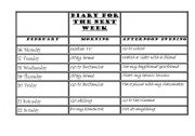 English worksheet: Diary