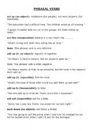 English worksheet: phrasal verbs