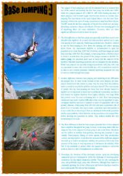 BASE-JUMPING   READING AND LISTENING ACTIVITY WITH VOCABULARY CHART ;) DIAMOND FOR ADVANCE STUDENTS  :)