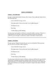 English Worksheet: ENVIRONMENT PRESS CONFERENCE / ROLE PLAY