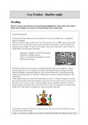 English Worksheet: Guy Fawkes - Bonfire Night