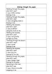 English Worksheet: Walking through the jungle song