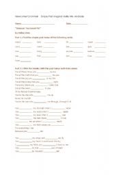 English worksheet: Because You Loved Me Simple Past Worksheet