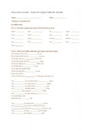 English Worksheet: Because You Loved Me Simple Past Worksheet