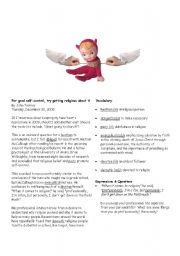English Worksheet: For good self-control, try getting religious about it