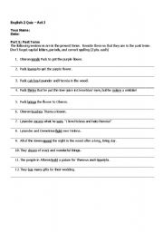 English worksheet: Irregular Past Tense Worksheet