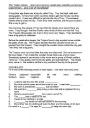 English Worksheet: THE TROJAN HORSE STORY - VOCABULARY AND A BIT OF KNOWLEDGE