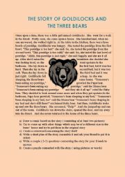 English worksheet: goldilocks