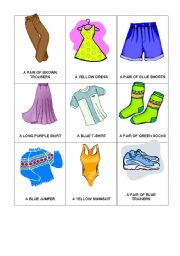 Clothes bingo worksheets