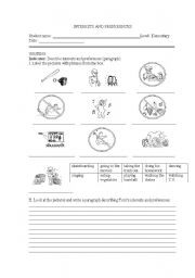 English Worksheet: Writing about interests and preferences