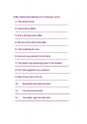 English worksheet: PASSIVE VOICE