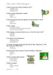 English Worksheet: Ireland Quiz