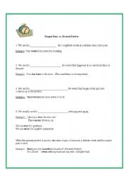 English worksheet: Handout for Simple Past vs Present Perfect