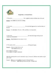 English Worksheet: Handout for Simple Past vs Present Perfect