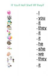 English Worksheet: Pronouns Worksheet for Kids