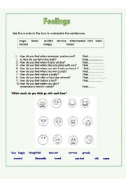 English Worksheet: FEELINGS