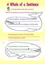 English worksheet: a whale of a sentence