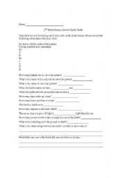 English Worksheet: 3rd Grade Space study guide