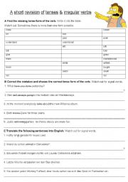 English worksheet: Irregular verbs