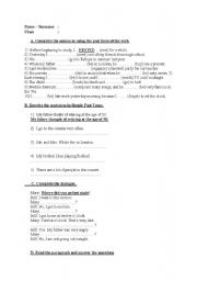 English worksheet: simple past tense