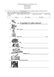 English Worksheet: Be going to exercise