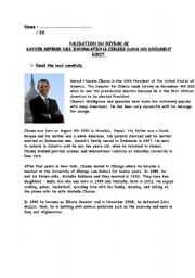 English Worksheet: reading comprehension barack obama