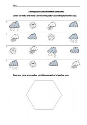 English Worksheet: Weather Condition Listen Practice.