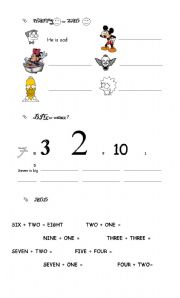 English worksheet: Numbers 1 to 10 / big or small?