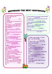 English Worksheet: useful rephrasings