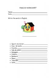 English worksheet: Vocabulary-house