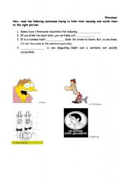 English worksheet: Bad habits or simply habits: Burps, flatulence, spitting and nose picking