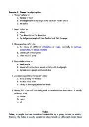English worksheet: Taboo