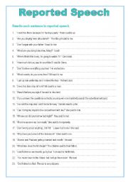 English Worksheet:  Reported Speech