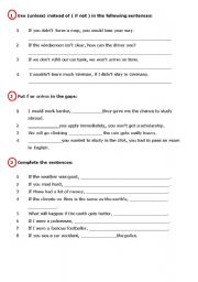 English worksheet: Exercise on conditionals
